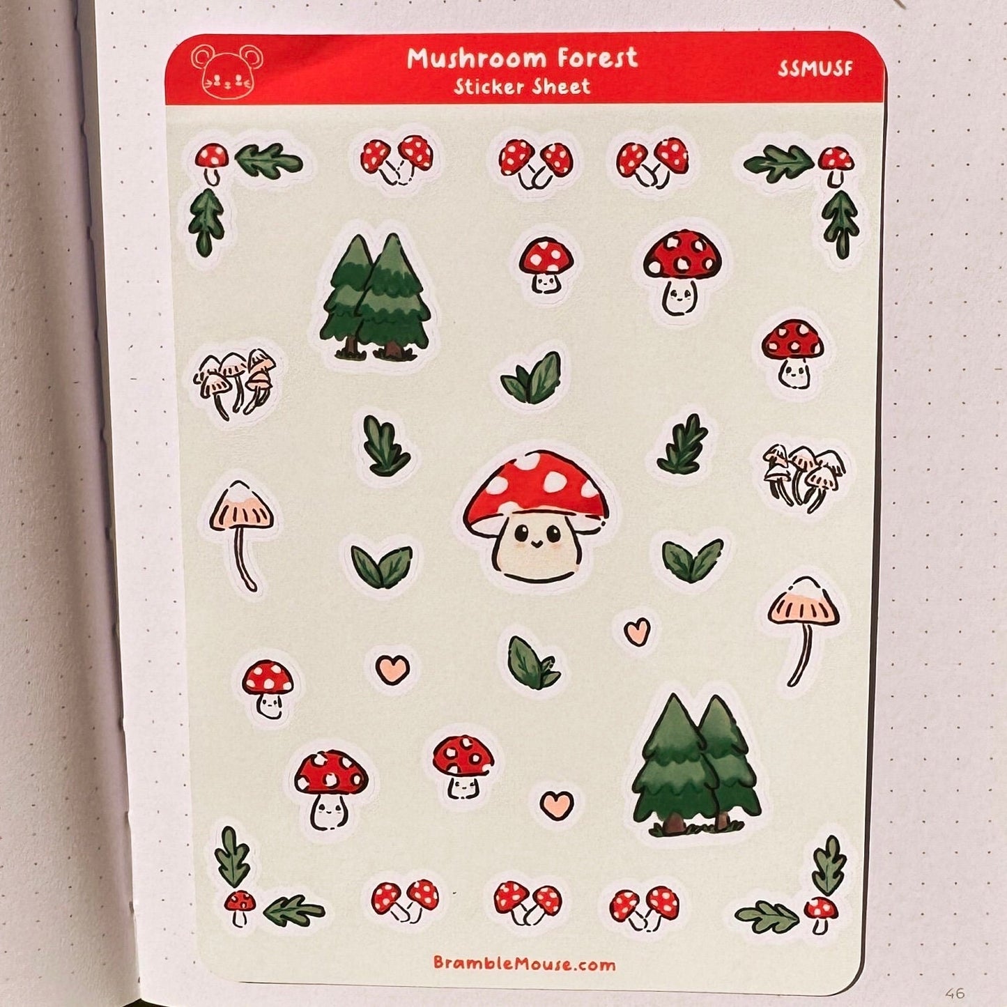 Mushroom Forest Sticker Sheet ~ Cute Journal Stickers ~ Autumn Fall Planner Stickers for Bullet Journal, Scrapbooking ~ Woodland cottagecore