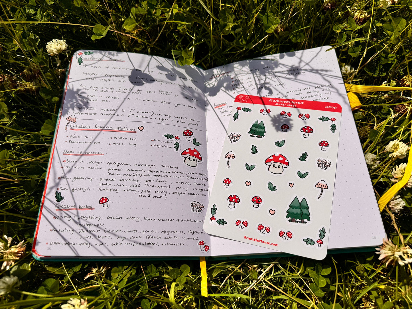 Mushroom Forest Sticker Sheet ~ Cute Journal Stickers ~ Autumn Fall Planner Stickers for Bullet Journal, Scrapbooking ~ Woodland cottagecore
