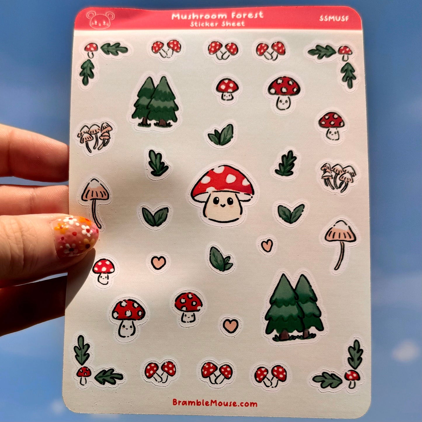 Mushroom Forest Sticker Sheet ~ Cute Journal Stickers ~ Autumn Fall Planner Stickers for Bullet Journal, Scrapbooking ~ Woodland cottagecore
