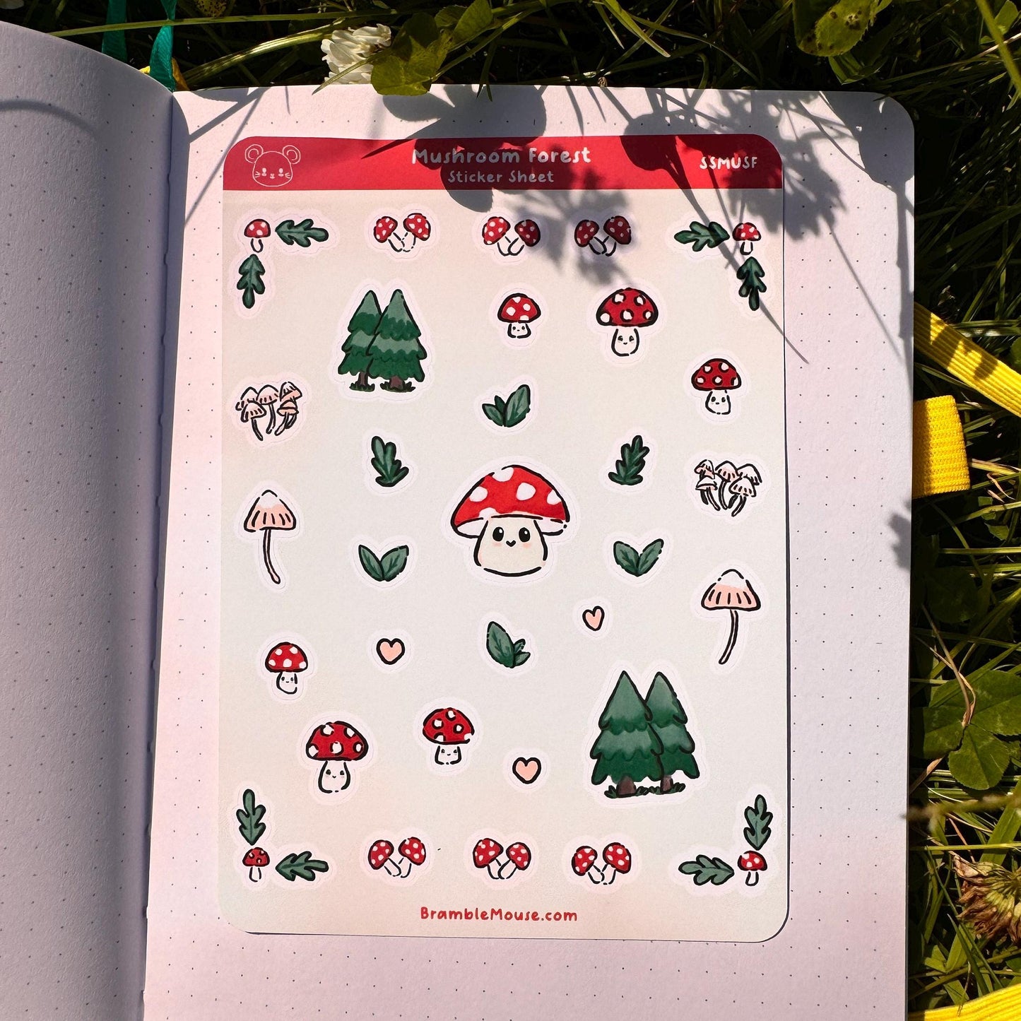 Mushroom Forest Sticker Sheet ~ Cute Journal Stickers ~ Autumn Fall Planner Stickers for Bullet Journal, Scrapbooking ~ Woodland cottagecore